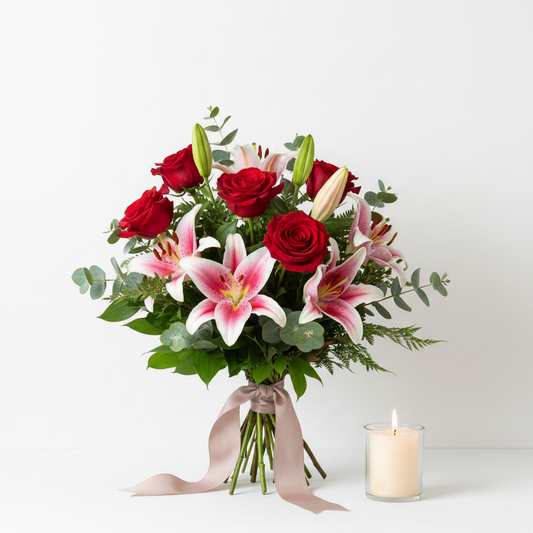 Arreglo Floral con Vela